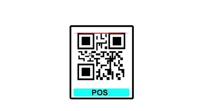 Scanning QR Code with Smartphone. Scan QR code barcode POS animation . QR code POS , technology concept.4k animation motion graphic video..
