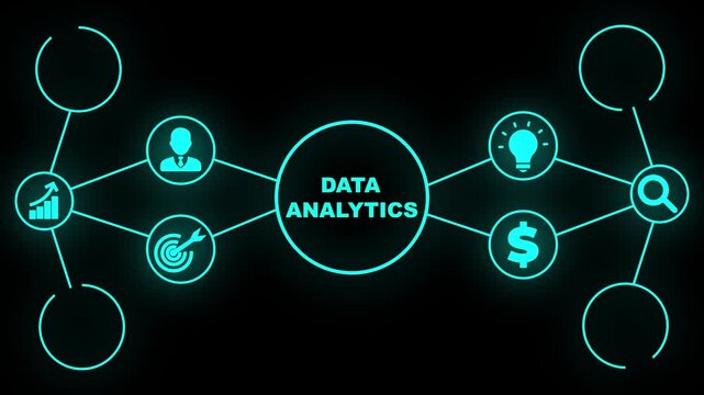 Data Analytics Concept Diagram with Icons. Business, Technology, Internet and network concept.
