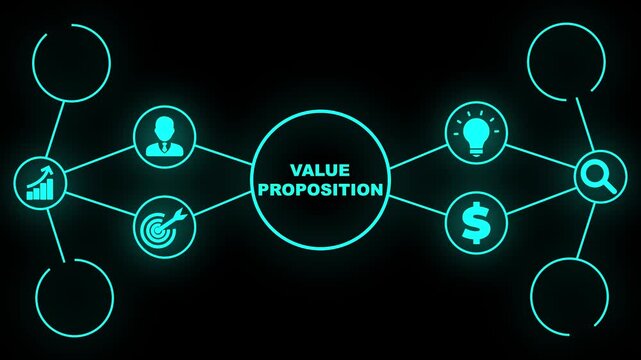 Value Proposition Diagram with Icons. Business, Technology, Internet and network concept.