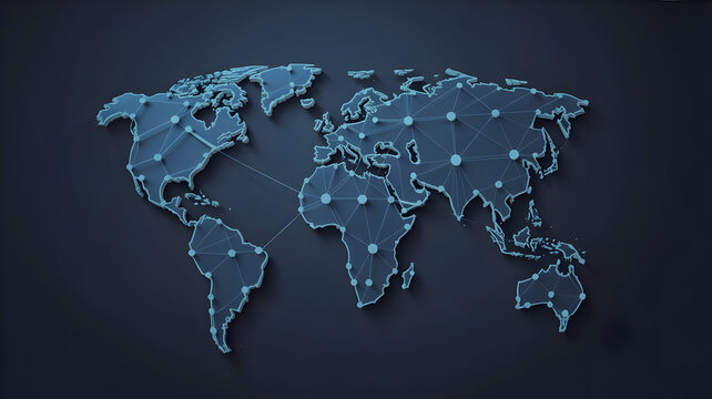 Global network connection for modern business with a futuristic world map design