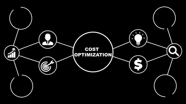 Cost Optimization Diagram with Icons. Business, Technology, Internet and network concept.