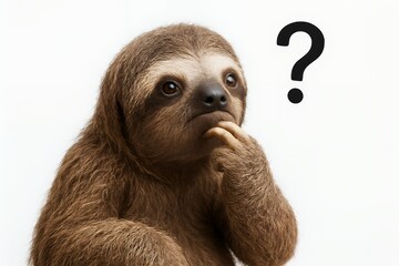 Naklejka premium Thinking Scene of a Sloth Looking Curious