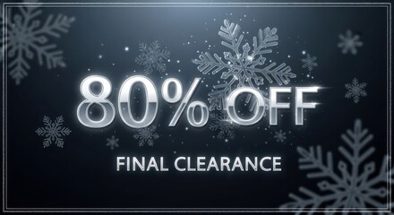 Final clearance with 80 off on dark background with snowflakes decoration