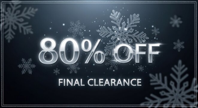 Final clearance with 80 off on dark background with snowflakes decoration