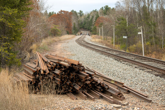 railroad tracks in the forest