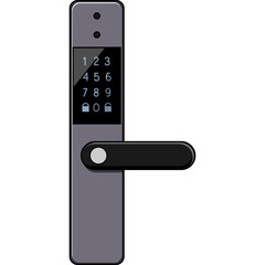 Modern Digital Door Lock With Keypad and Handle on White Background Showing Security Access Technology