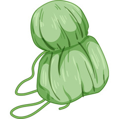 Light Green Knitted Beanie Hat with Drawstrings in Stacked Design Isolated on White Background Minimalist Style Drawing