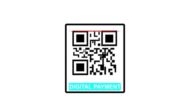 Scanning QR Code with Smartphone. Scan QR code barcode Digital payment scan animation . QR code Digital payment , cashless technology concept for white baground.4k animation motion graphice video.
