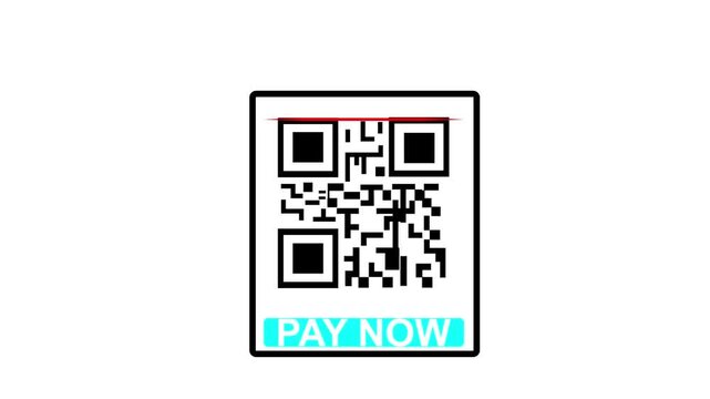 Scanning QR Code with Smartphone. Scan QR code barcode payment Pay now scan animation . QR code payment , Pay now , cashless technology concept for white baground.4k animation motion graphice video.