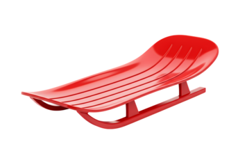 Shiny red sled for thrilling winter adventures