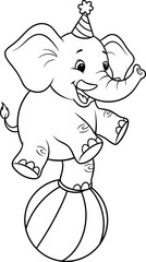 Jubilant Circus Elephant Balancing Act Coloring Page