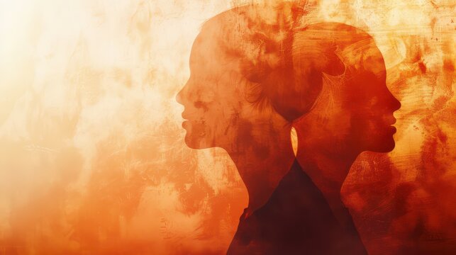 Double exposure portrait symbolizing international day for the elimination of violence against women. Problems of sexual abuse, harassment, human trafficking, domestic violence rape. Copy space - Powered by Adobe
