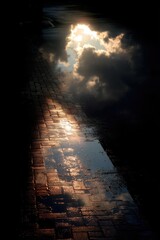 Pathway of Light Through Storm Clouds.