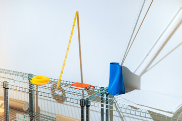 Objects displayed on shelves