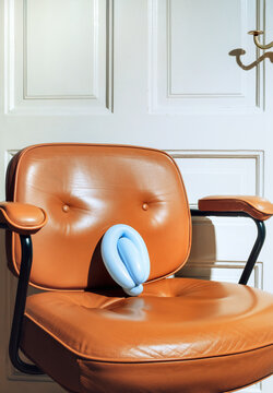 Balloon on leather chair