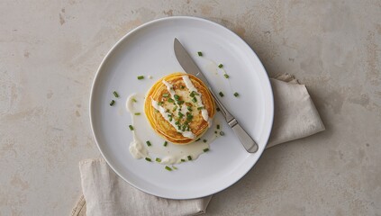 Boxty, traditional Irish potato pancakes, crispy on the outside and soft inside, served warm with butter or cream, rustic comfort food visuals