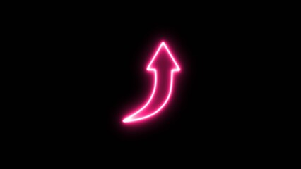 Neon up direction arrow icon. Abstract arrow business graph icon illustration. Arrow-shaped neon sign.