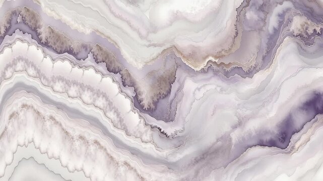 A painting of a purple wave with a white background. The wave is very long and has a lot of detail. A watercolor texture with soft lavender and light gray background