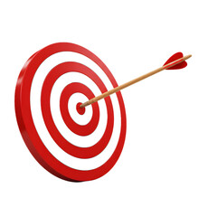 Red and White Target with Wooden Arrow Hitting Center in Transparent Background