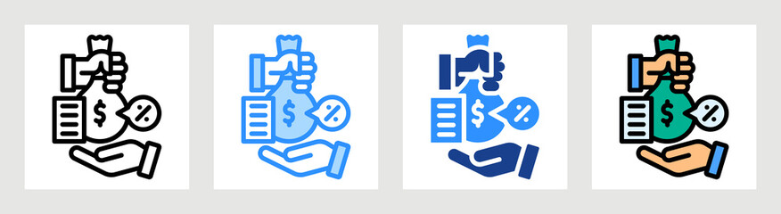 Money Lending Icon Collection Set Multiple Style