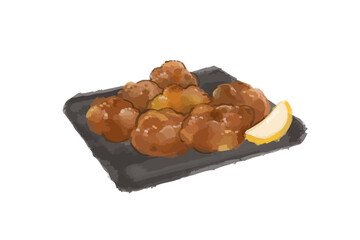 オシャレな水彩唐揚げのイラスト素材