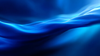 Fototapeta premium Abstract blue waves flow smoothly, creating a serene, fluid, and dynamic digital landscape with glowing, translucent, and luminous effects in a deep oceanic color palette