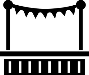 Outdoor Music Festival Stage Icon Concert, Performance, Theater, and Event Platform Symbol Entertainment, Show, and Auditorium Vector in Black Color Flat Style