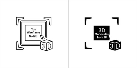 Wireframe to 3d conversion icon