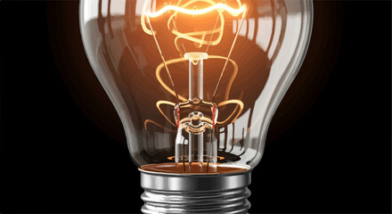 Bright incandescent light bulb glowing with warm, radiant energy against a dark background, symbolizing ideas and inspiration.