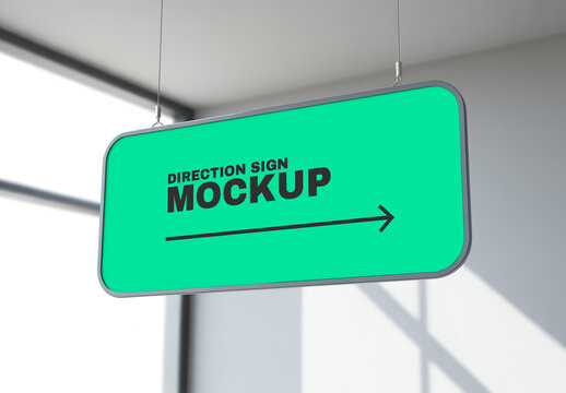 Hanging Direction Sign Mockup
