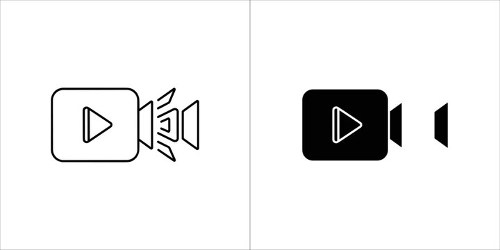 Video camera linear icon for film production