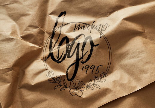Kraft Paper Logo Mockup with Glossy Ink Stamp Effect