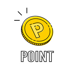 ポイントコインアイコン イラスト シンプル ベクター素材