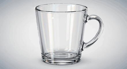 Clear glass mug on a neutral background, ready for your beverage