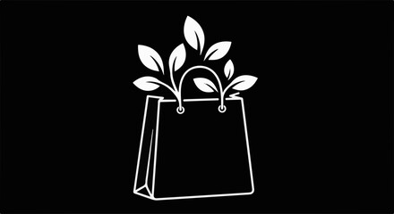 Eco-friendly shopping bag with green leaves sprouting, symbolizing sustainability and nature-conscious commerce.