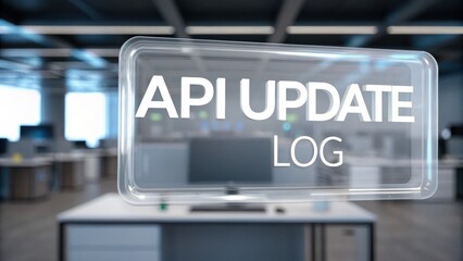 API Documentation Modern office space featuring an "API Update Log" sign, indicating a tech-focused environment.
