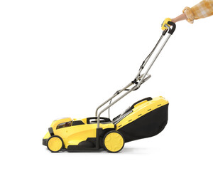 Obraz premium Modern lawn mower on white background