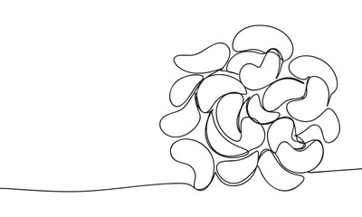 Continuous Line Drawing of a Cashew