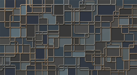 Intricate geometric pattern with shades of blue and grey, creating a modern abstract background.