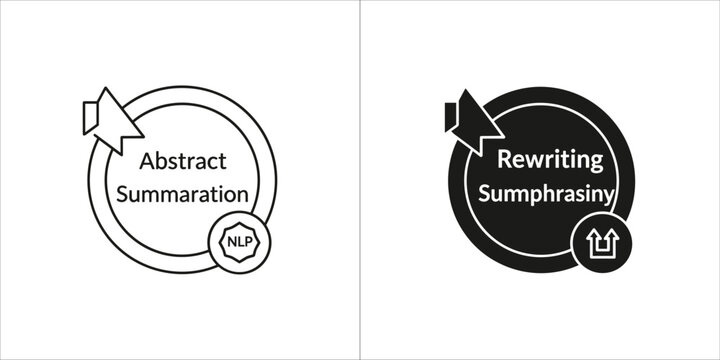 Abstract summarization icon showing rewriting and sumphrasimy