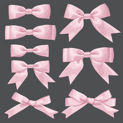 Vector pink bow ties stock illustration set