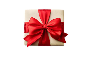 Gift Box with red Ribbon Isolated White background.