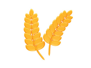 Golden Wheat Stalks 3D Icon illustration rendering