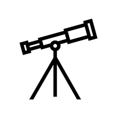 Vector Telescope Icon – Astronomy, Star Gazing, Space, Research, Science, Education, Exploration, Equipment, and Optical Symbol