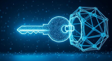 Digital Key Unlocking Secure Futuristic Network Access Concept