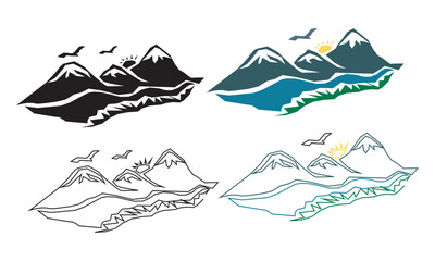 Mountain peak silhouette with transparent background