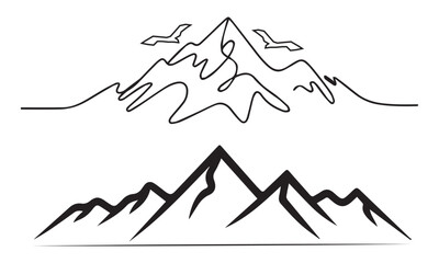 Mountain peak silhouette with transparent background