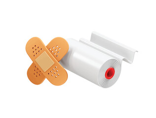 First Aid Bandages and Medical Tape 3D Illustration icon rendering