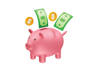 Piggy Bank Saving Money Financial Growth and Investment Concept icon 3d illustration