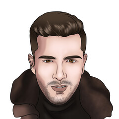 Vector Portrait of a Stylish Man in Dark Jacket